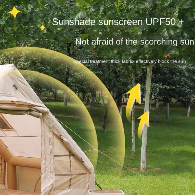 Inflatable Camping Air Tent 3-4 Person Waterproof Oxford Cabin Tent with Hand Pump Quick Setup