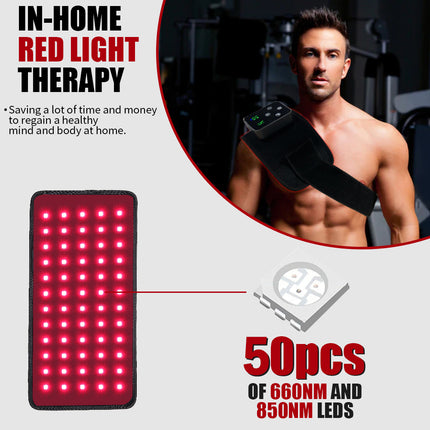 Portable Infrared Relaxation Belt Adjustable Timer Brightness Red Light Black