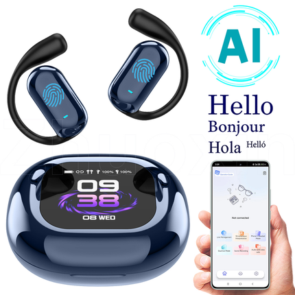 Wireless AI Translator Earbuds Bluetooth 5.4 Noise-Reduced Calls with Charging Case