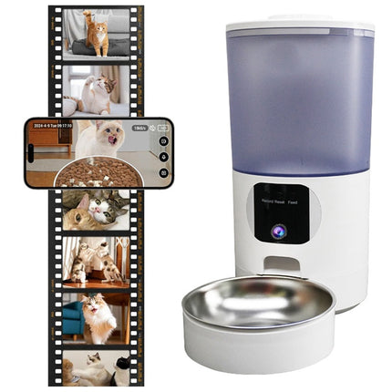 Smart Pet Feeder 6L with Remote App Voice Interaction & Easy-Clean Detachable Tray