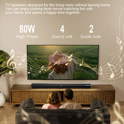 80W Portable Bluetooth 5.3 Soundbar with Built-In Microphone, HDMI ARC, Optical & AUX Connectivity