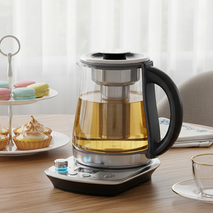 Cordless Electric Glass Tea Kettle with Temperature Control and Removable Infuser