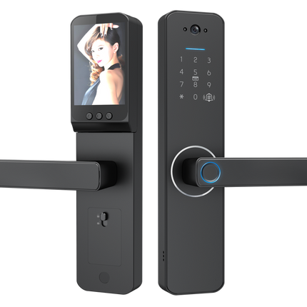Smart Hotel Door Lock with Fingerprint, ID Card, Password Access, HD Camera, 3.5” Touchscreen, 300 User Capacity
