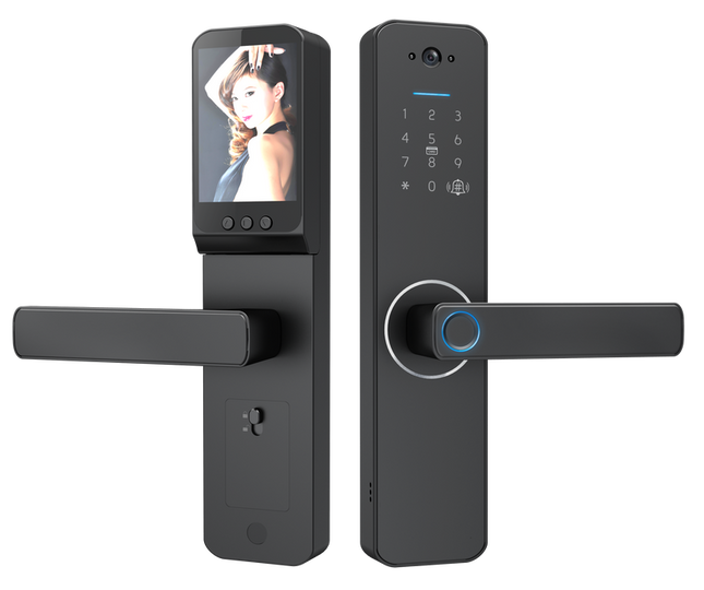 Smart Hotel Door Lock with Fingerprint, ID Card, Password Access, HD Camera, 3.5” Touchscreen, 300 User Capacity