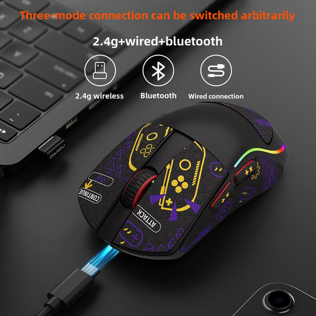 Ultra-Light 1K Optical Gaming Mouse with RGB Backlight, Dual Mode Wired & 2.4GHz Wireless Connectivity