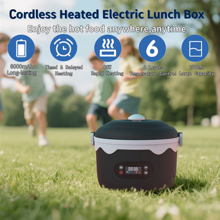 Portable Rechargeable Lunch Box – 1100ml Rice Bowl, 60W Fast Heating, 8000mAh Battery, Dual Power Bank Function
