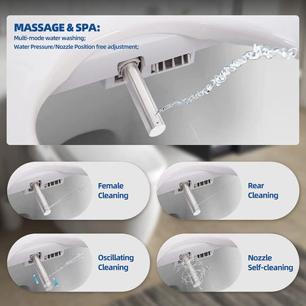 Smart Bidet Toilet Seat with Heated Seat, Auto Open/Close, Night Light, and Remote Control