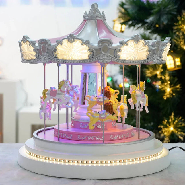 Festive 32cm LED Carousel Decoration with Motion, Music and Bluetooth Speaker Function