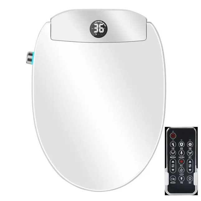 Automatic Toilet Seat with Warm Air Drying, Temperature Display & Waterproof Design