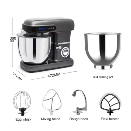 2200W 10L Kitchen Stand Mixer Silver Stainless Steel Bowl for Baking Dough
