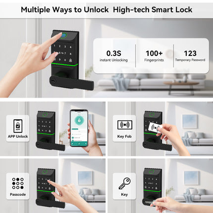 WiFi Smart Door Lock with Fingerprint Recognition, Password Entry, RFID Card and App Access