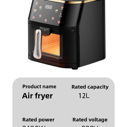 12L Stainless Steel Electric Air Fryer Oven with Digital Touch Control and Multi-Function Cooking