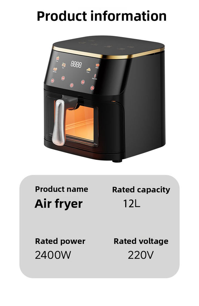 12L Stainless Steel Electric Air Fryer Oven with Digital Touch Control and Multi-Function Cooking
