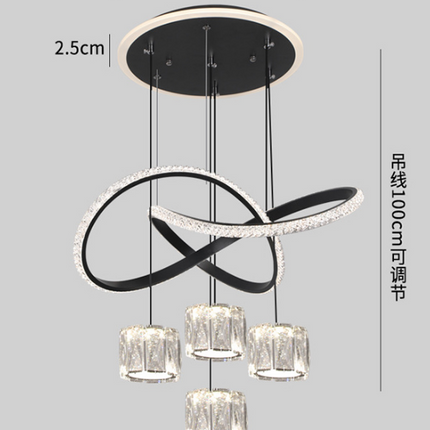 Luxury Gold Crystal Pendant Ceiling Light Modern Aluminum Frame Dining Room Interior Lamp