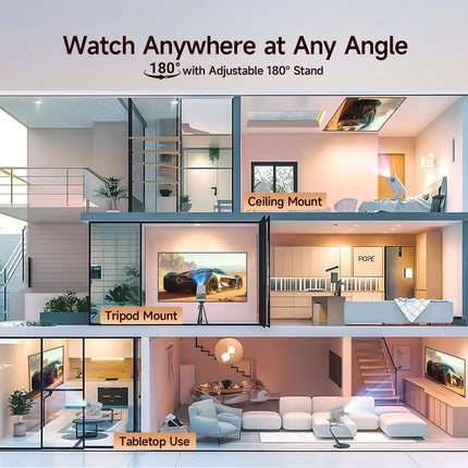 Compact Smart Projector with Screen Mirroring Auto Obstacle Detection & Wi-Fi 6