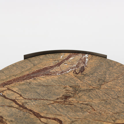 Elegant Round Marble Plate with Metal Stand – Tabletop Dining and Serving Tray