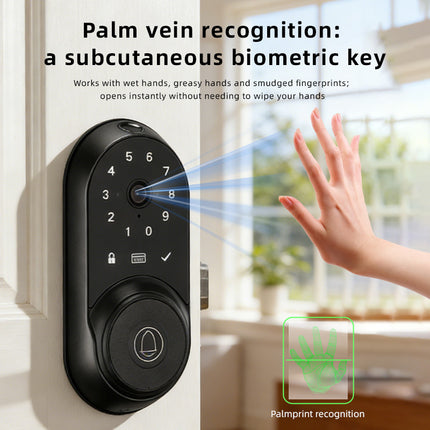 Wireless Smart Deadbolt Door Lock with Fingerprint Password Card Key and Camera Access