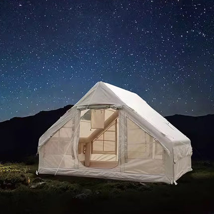 Inflatable Camping Air Tent 3-4 Person Waterproof Oxford Cabin Tent with Hand Pump Quick Setup