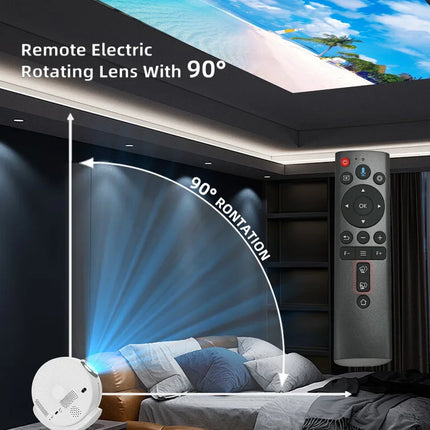 Android Smart LCD Projector with Rotating Lens Mirror and Home Theatre Display