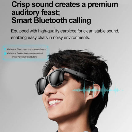 Wireless Smart Glasses with Built-In Audio, Bluetooth 5.4, Lightweight & IP65 Waterproof