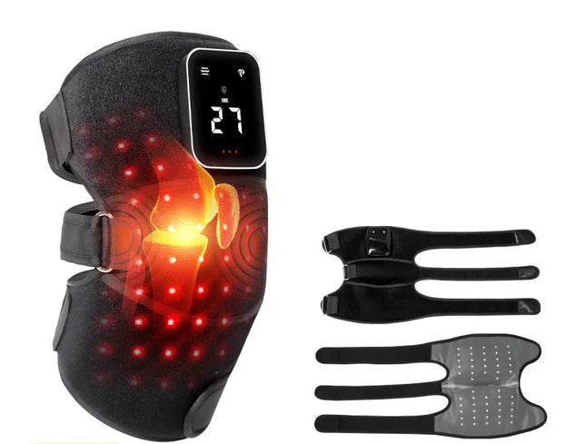 Wireless Heated Knee Support Wrap with Red LED Therapy & Multi-Vibration Settings