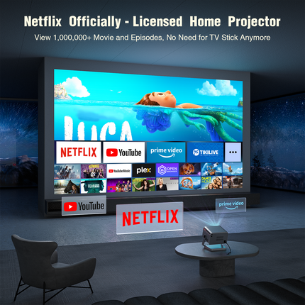 Portable 1080p Home Projector with WiFi Bluetooth and Auto Keystone Correction