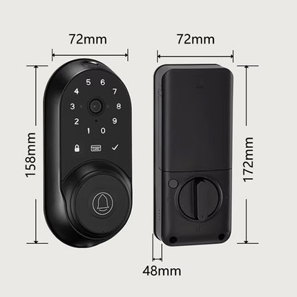 Wireless Smart Deadbolt Door Lock with Fingerprint Password Card Key and Camera Access