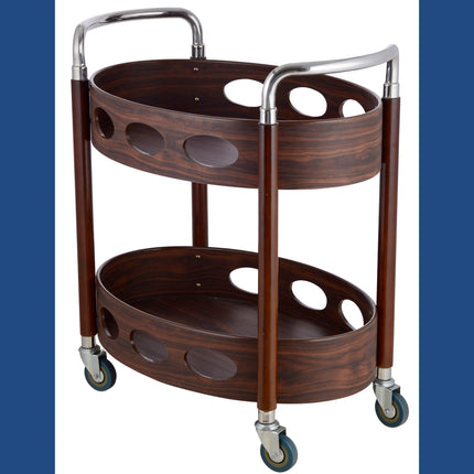 Portable Beverage Trolley Wine Cart with Two Shelves for Dining or Restaurant Use