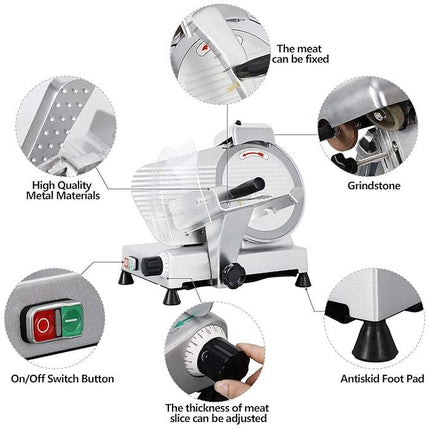Electric Desktop Meat Slicer with 250mm Blade Adjustable Thickness Food Cutter