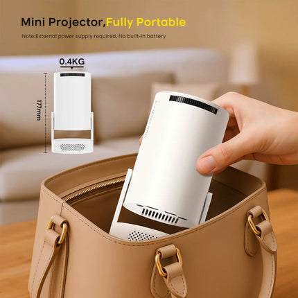 Portable Android 14 Projector with 8K Input and Wireless Connectivity