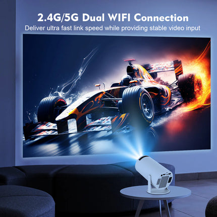 Compact Smart Mini Projector 720P with Android 14, WiFi 6, LED Display & 8K Playback Support