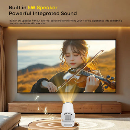 Portable Android 14 Projector with 8K Input and Wireless Connectivity
