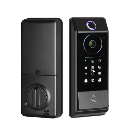 Wireless Smart Door Lock with Fingerprint Password Card Key Access and Built-In Camera