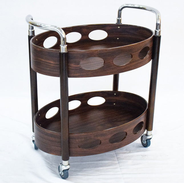 Portable Beverage Trolley Wine Cart with Two Shelves for Dining or Restaurant Use