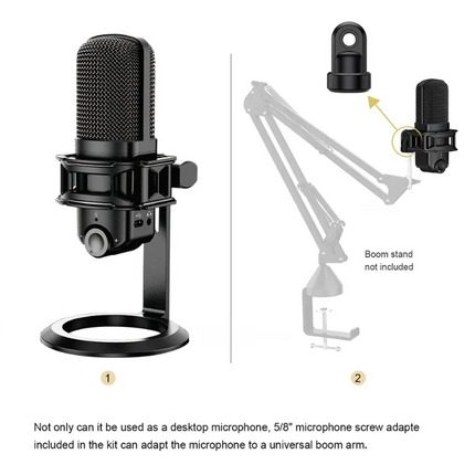 USB Streaming & Recording Microphone Set with Cardioid Condenser, Boom Arm, and Shock Mount