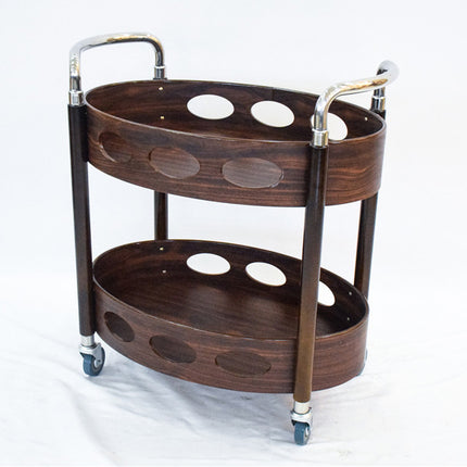 Portable Beverage Trolley Wine Cart with Two Shelves for Dining or Restaurant Use