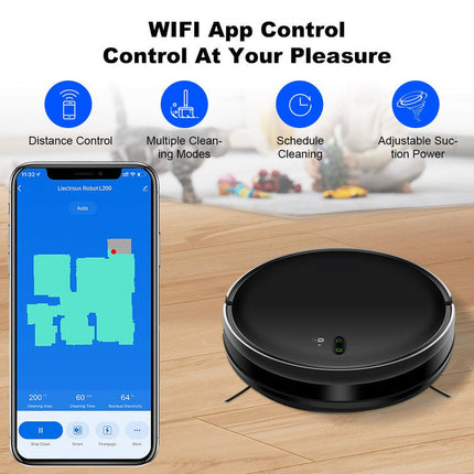 Cordless Smart Robot Vacuum Cleaner with Real-Time 2D Map, HEPA Filtration, Wet & Dry Cleaning – Black
