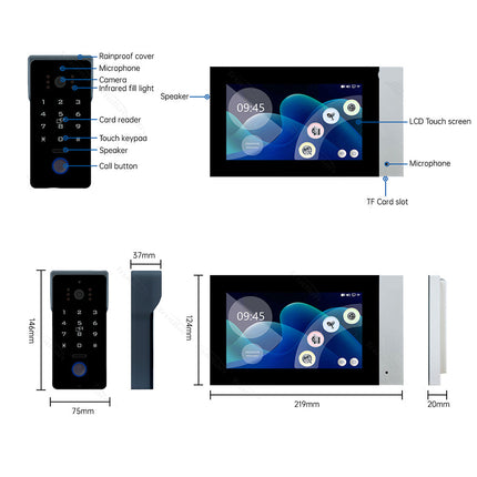 Smart Video Intercom with Touch Screen, RFID Unlock & Remote Monitoring