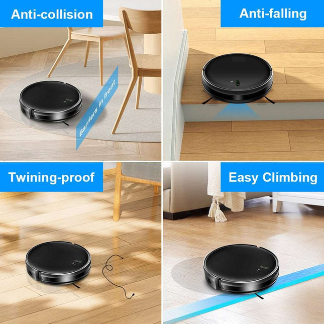 Cordless Smart Robot Vacuum Cleaner with Real-Time 2D Map, HEPA Filtration, Wet & Dry Cleaning – Black