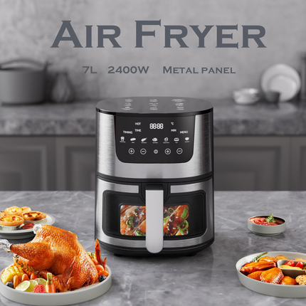 7L Smart LCD Touch Air Fryer with Detachable Non-Stick Oil Container and Microcomputer Control