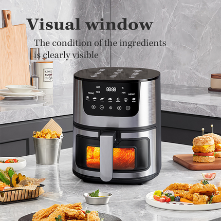 7L Smart LCD Touch Air Fryer with Detachable Non-Stick Oil Container and Microcomputer Control