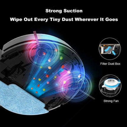 Cordless Smart Robot Vacuum Cleaner with Real-Time 2D Map, HEPA Filtration, Wet & Dry Cleaning – Black
