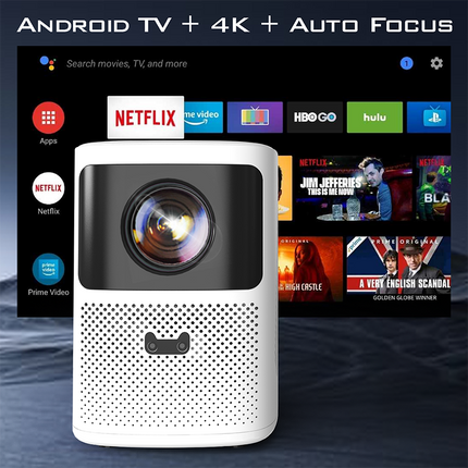 Portable Smart Mini Projector with Native 1080P Resolution, Auto Focus and Android 12