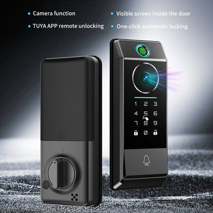 Wireless Smart Door Lock with Fingerprint Password Card Key Access and Built-In Camera