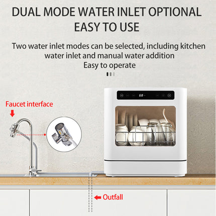 Space-Saving Tabletop Dishwasher with UV Sterilization & Tap Connection