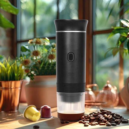 Cordless Portable Electric Coffee Maker 20 Bar Pressure 0.6L for Grounds & Capsules