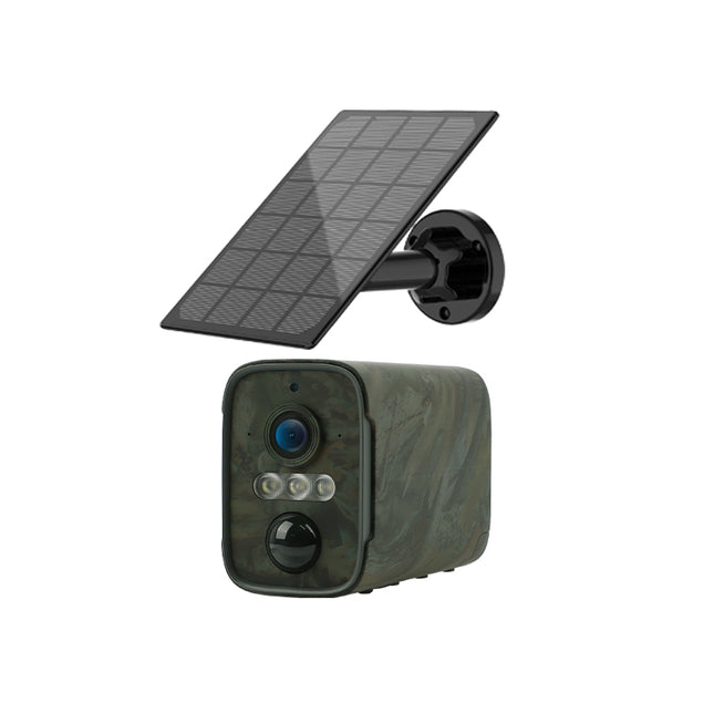 Solar Powered Camouflage Mini Security Camera with PIR Motion Detection for Outdoor Monitoring