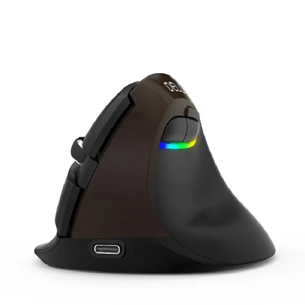Ergonomic Rechargeable Vertical Wireless Mouse with RGB Lighting, 6-Key Design, 2400 DPI Precision