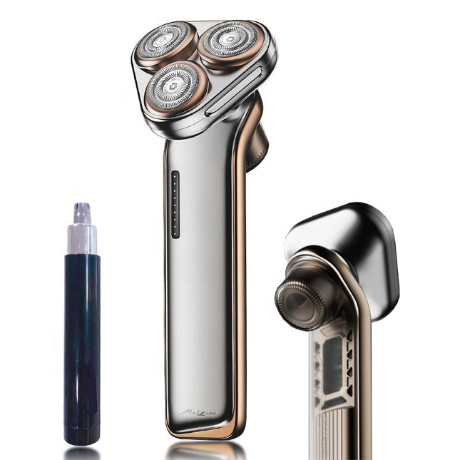 2 in 1 Rechargeable Electric Shaver with Nose Hair Trimmer IPX7 Waterproof 700mAh Battery