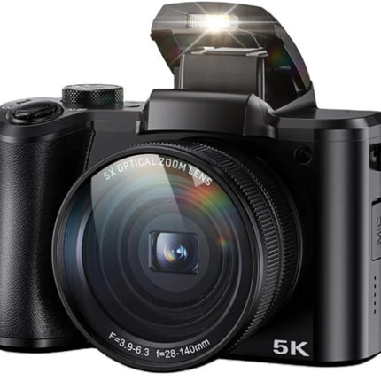 Professional 5K Vlogging Camera with Dual View System, 64MP Imaging & Mic Input
